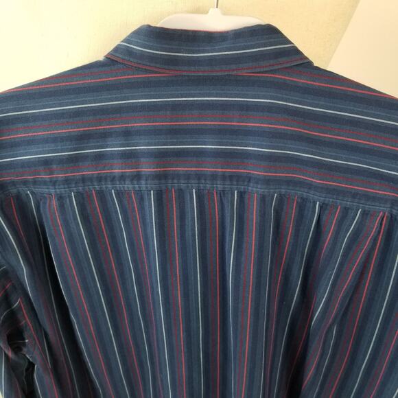 Tommy Bahama Blue Red Striped Men's Button Down Shirt Silk Blend Excellent XL - Picture 4 of 6